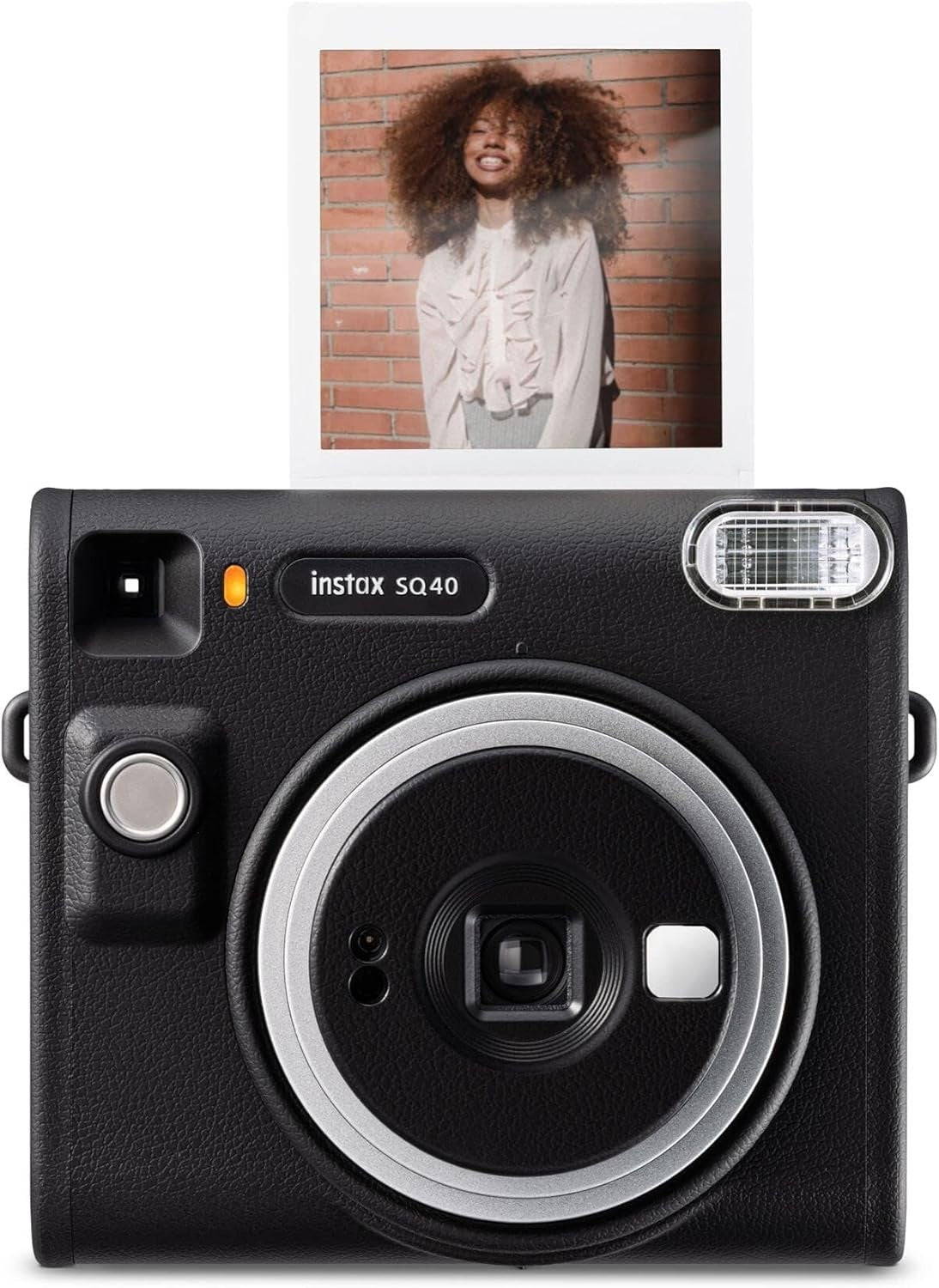 Square Instant Camera Selfie Mirror Auto Exposure Black Camera