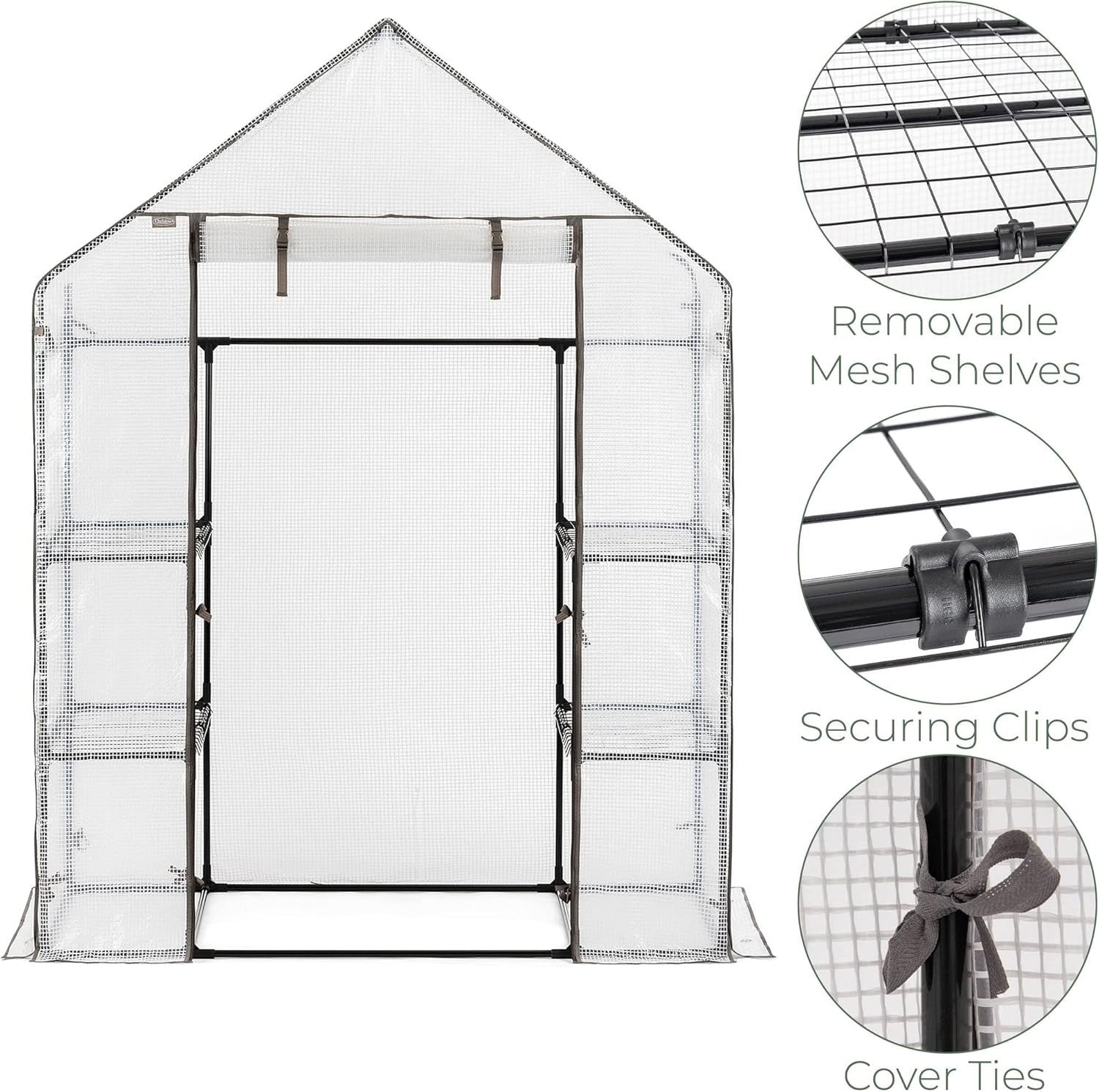Walk-In Greenhouse with Shelves | Heavy-Duty Steel Frame Garden Grow Tent