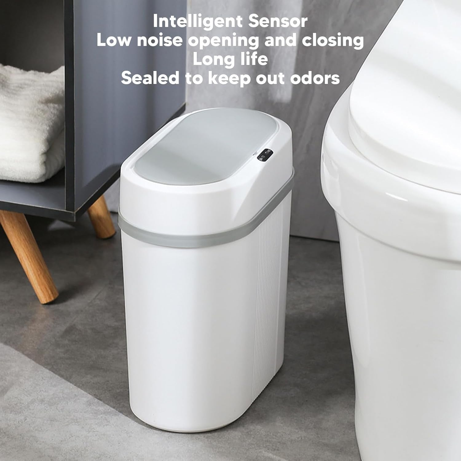 Smart Touchless Slim Trash Can Motion Sensor Narrow Bin White