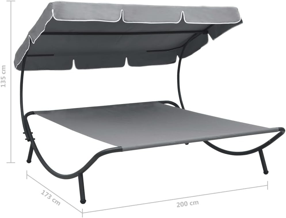 Outdoor Double Sun Lounger with Canopy – Weatherproof Daybed 200x145cm