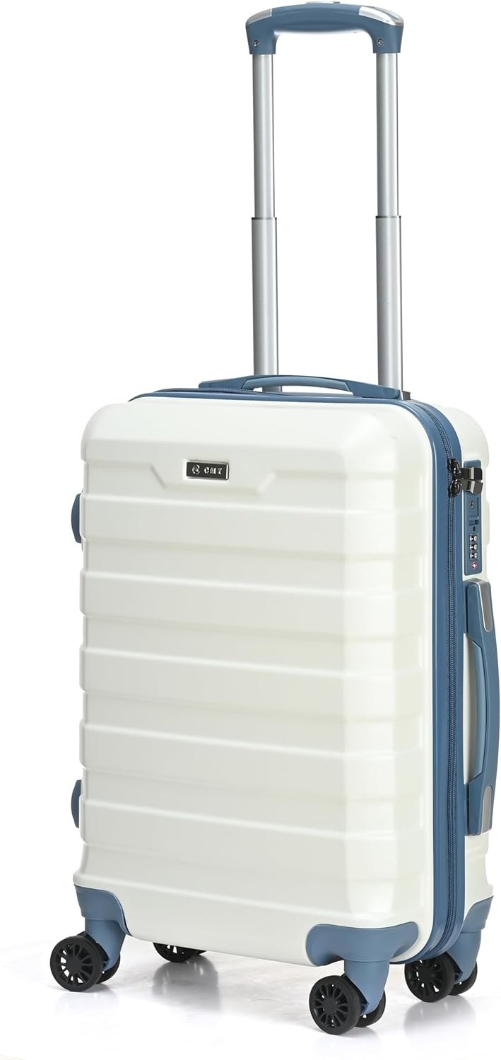 White Carry On Travel Case 20” Lightweight Hard Shell TSA Spinner Wheels