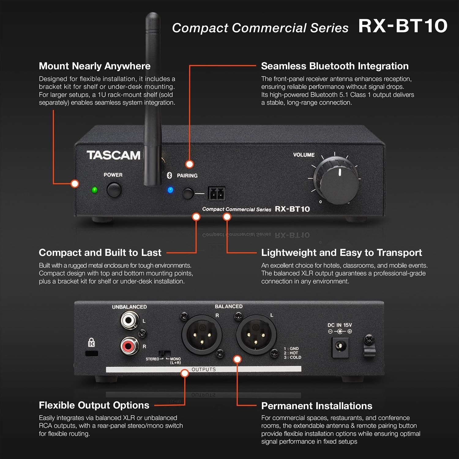 Compact Bluetooth Stereo Receiver HiFi Audio Adapter RCA