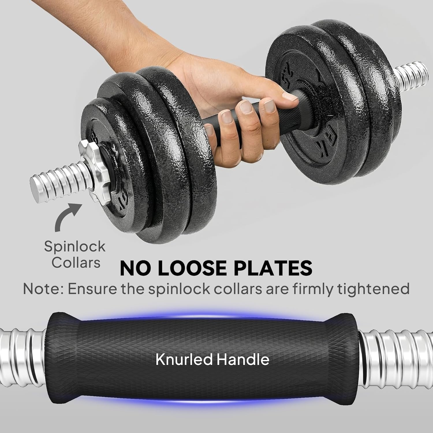 30kg Adjustable Dumbbell Barbell Set Cast Iron Spinlock Home Gym