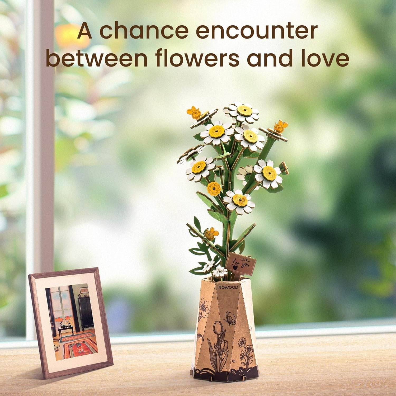 3D Wooden Flower Puzzle DIY Kit - Handmade Floral Model for Home Decor