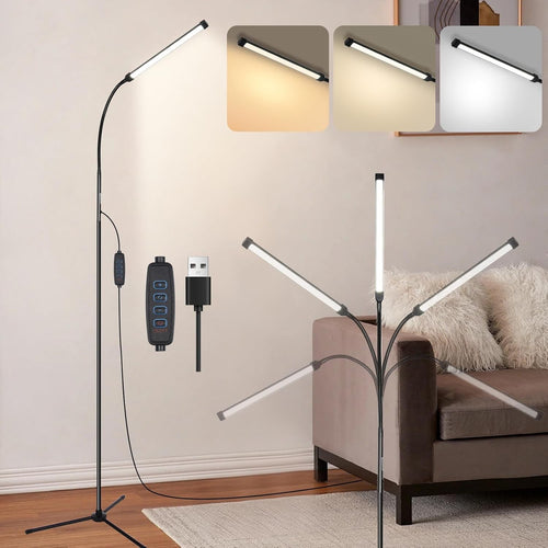 LED Floor Lamp Dimmable Gooseneck Reading Light 3 Colour Adjustable Stand