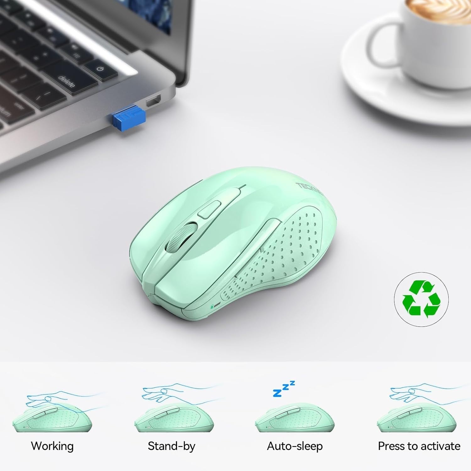 Silent Bluetooth Wireless Mouse 4800DPI Ergonomic Rechargeable Laptop PC