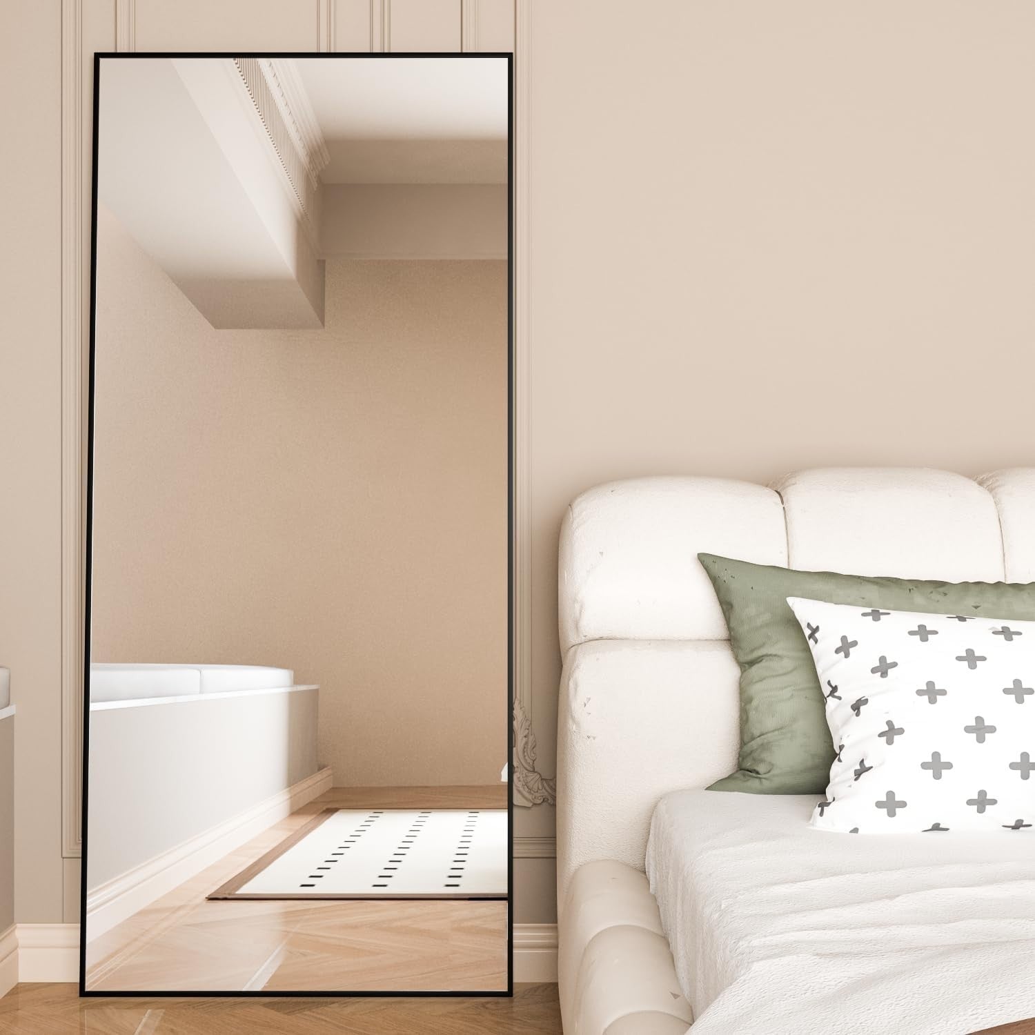 Full Length Mirror 165x61cm Black Frame Wall Leaning or Standing Home Decor
