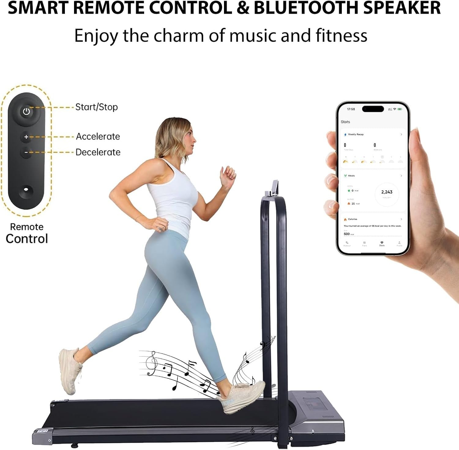 Portable 2-in-1 Under Desk Treadmill Walking Jogging Machine w/ App & LED