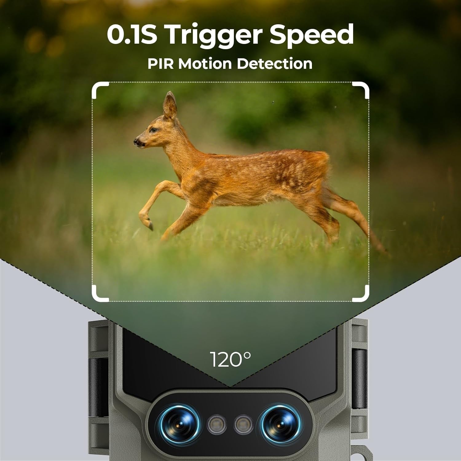 4K 64MP Solar Trail Camera WiFi Wildlife Hunting Cam Night Vision IP66