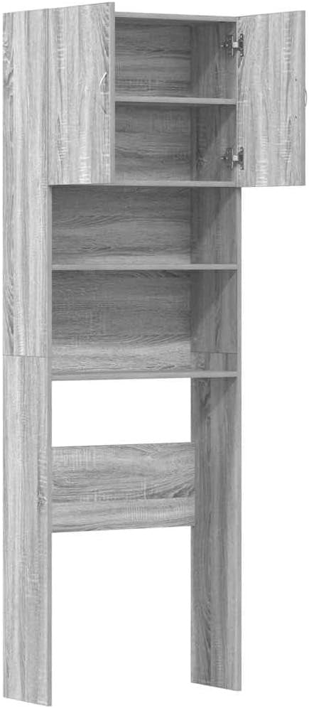 Tall Washing Machine Cabinet Grey Over-Toilet Laundry Storage Unit 64×24×190cm