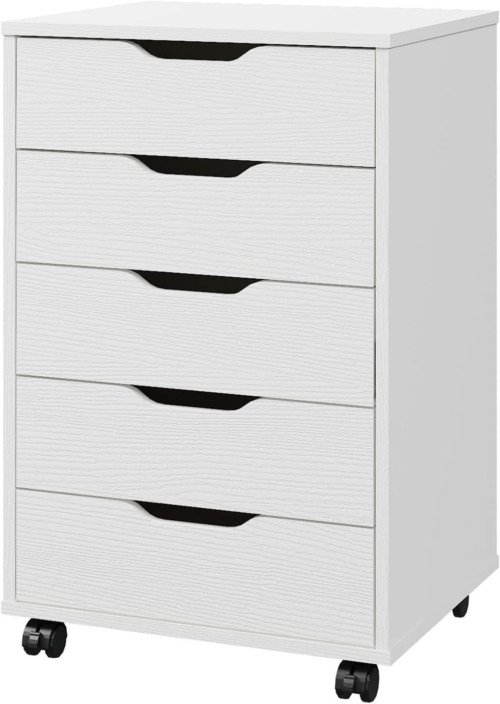 5 Drawer Mobile Filing Cabinet with Wheels Office Storage Chest White
