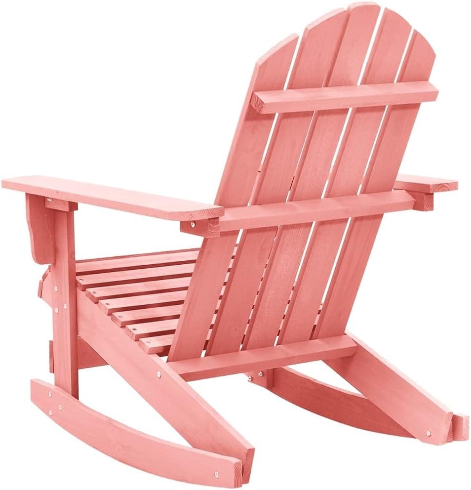 Pink Outdoor Wooden Rocking Chair, Ergonomic Seat, Weatherproof Comfort