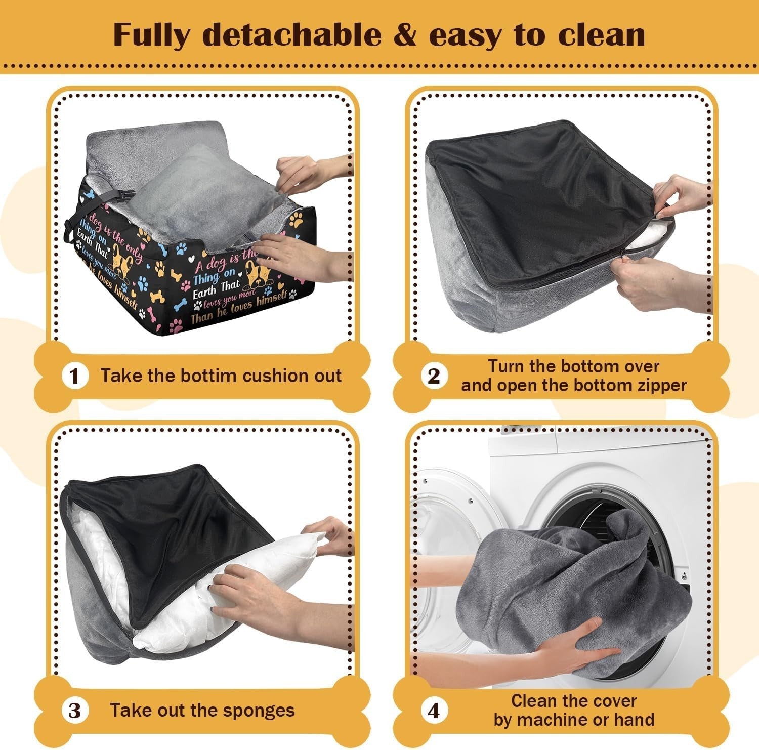 Dog Booster Car Seat Small Medium Dogs Travel Bed Washable Cover 32lb