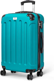 24” Medium Checked Suitcase ABS Hard Case 4 Wheel Spinner TSA Lock