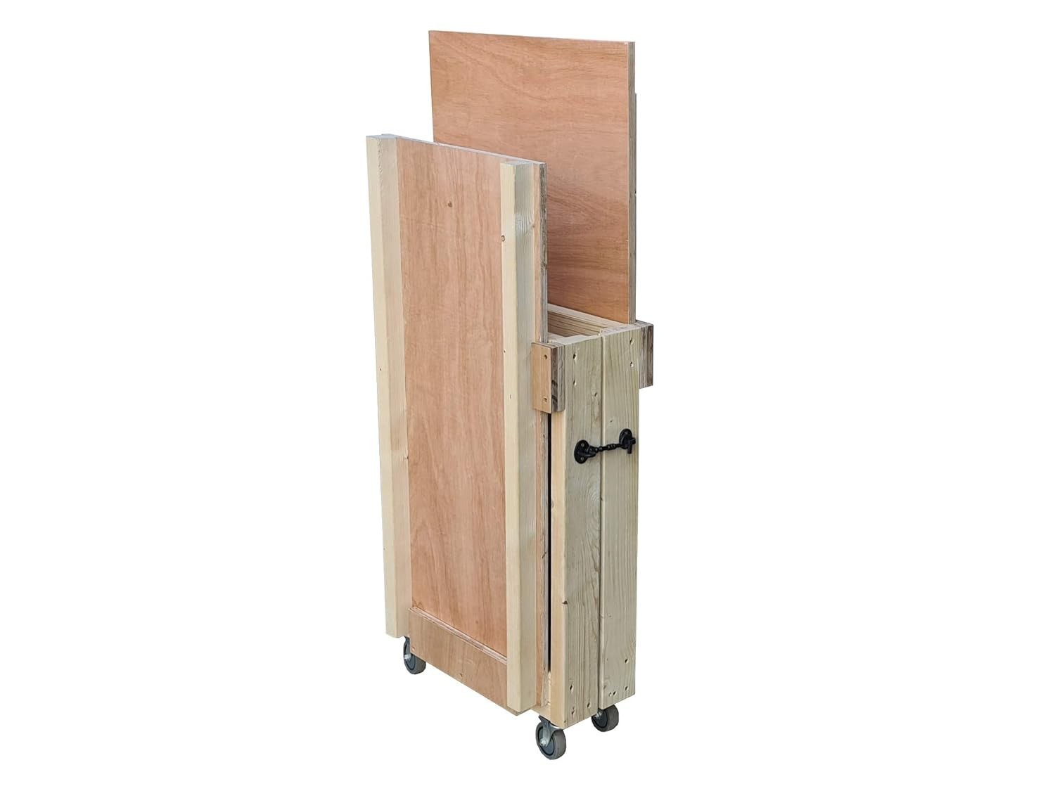 Folding Mobile Workbench Eucalyptus Hardwood Top, Heavy Duty Space-Saving Table