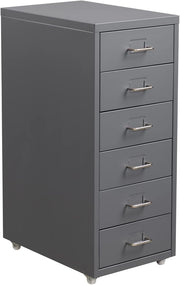 6 Drawer Metal File Cabinet Wheels, Tall Lockable Office Storage Unit