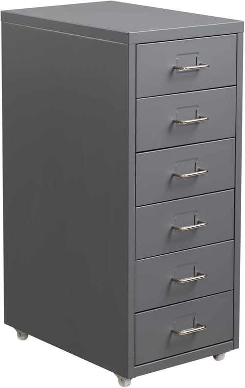 6 Drawer Metal File Cabinet Wheels, Tall Lockable Office Storage Unit