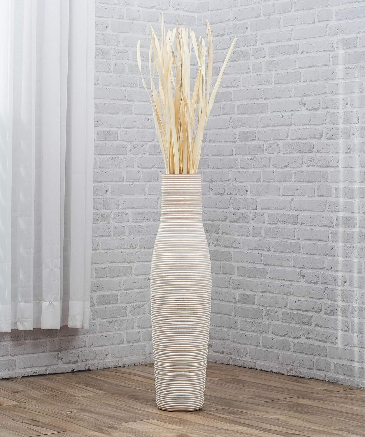 Tall White Floor Vase 65cm Farmhouse Decorative Vase for Pampas Grass