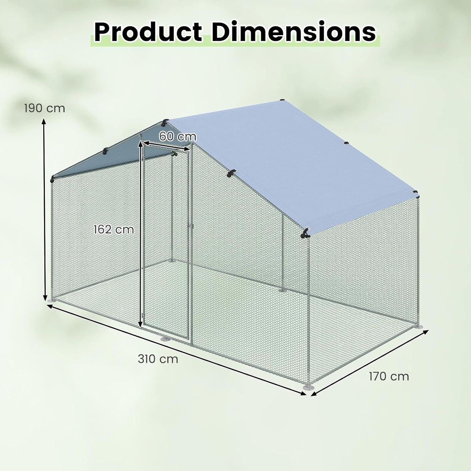 Walk In Poultry Run Galvanised Steel Enclosure with Waterproof Roof