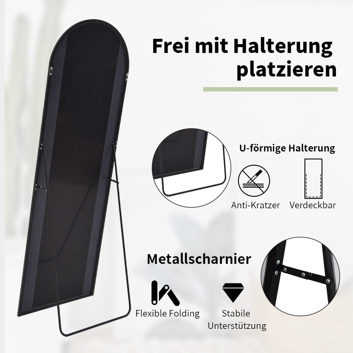 Full Length Arch Mirror 147x44cm Wall Leaning Standing Dressing Room