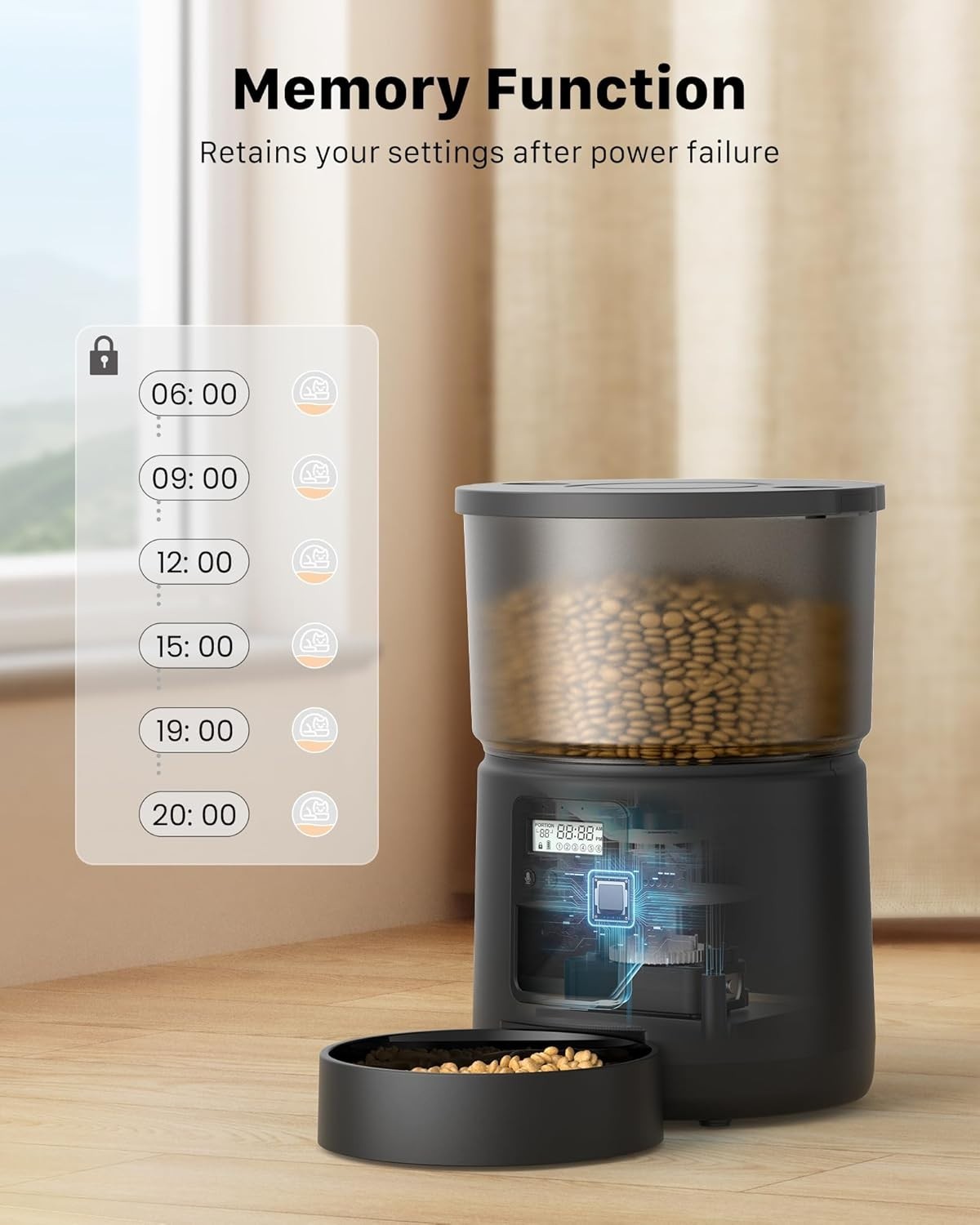 Automatic Cat Feeder Timer 3L Food Dispenser 6 Meal Voice Recorder