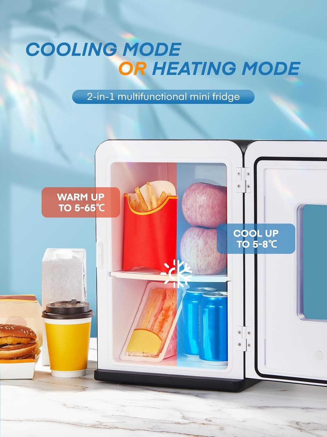 Mini Fridge 15L Portable Cooler & Warmer AC/DC Compact Black