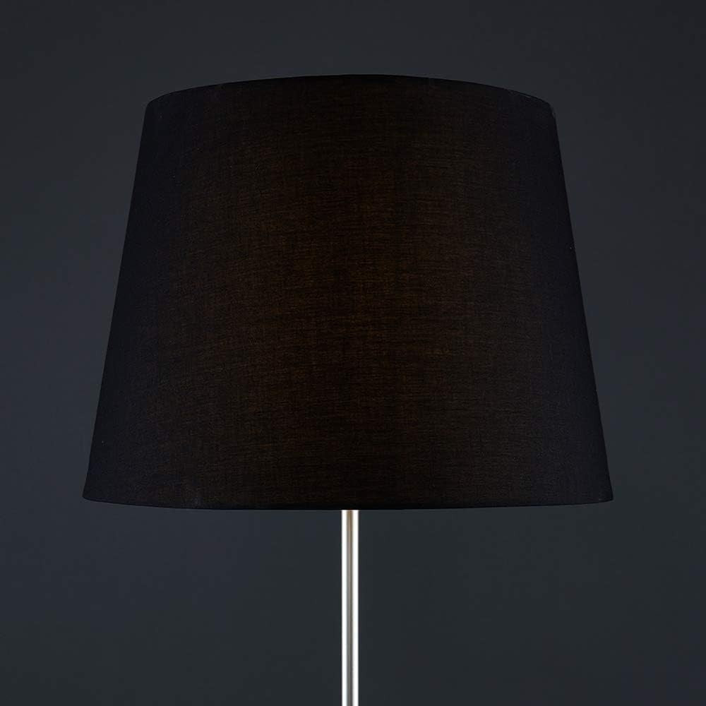 Modern Chrome Floor Lamp Tall Standing Light Black Shade E27 Bulb