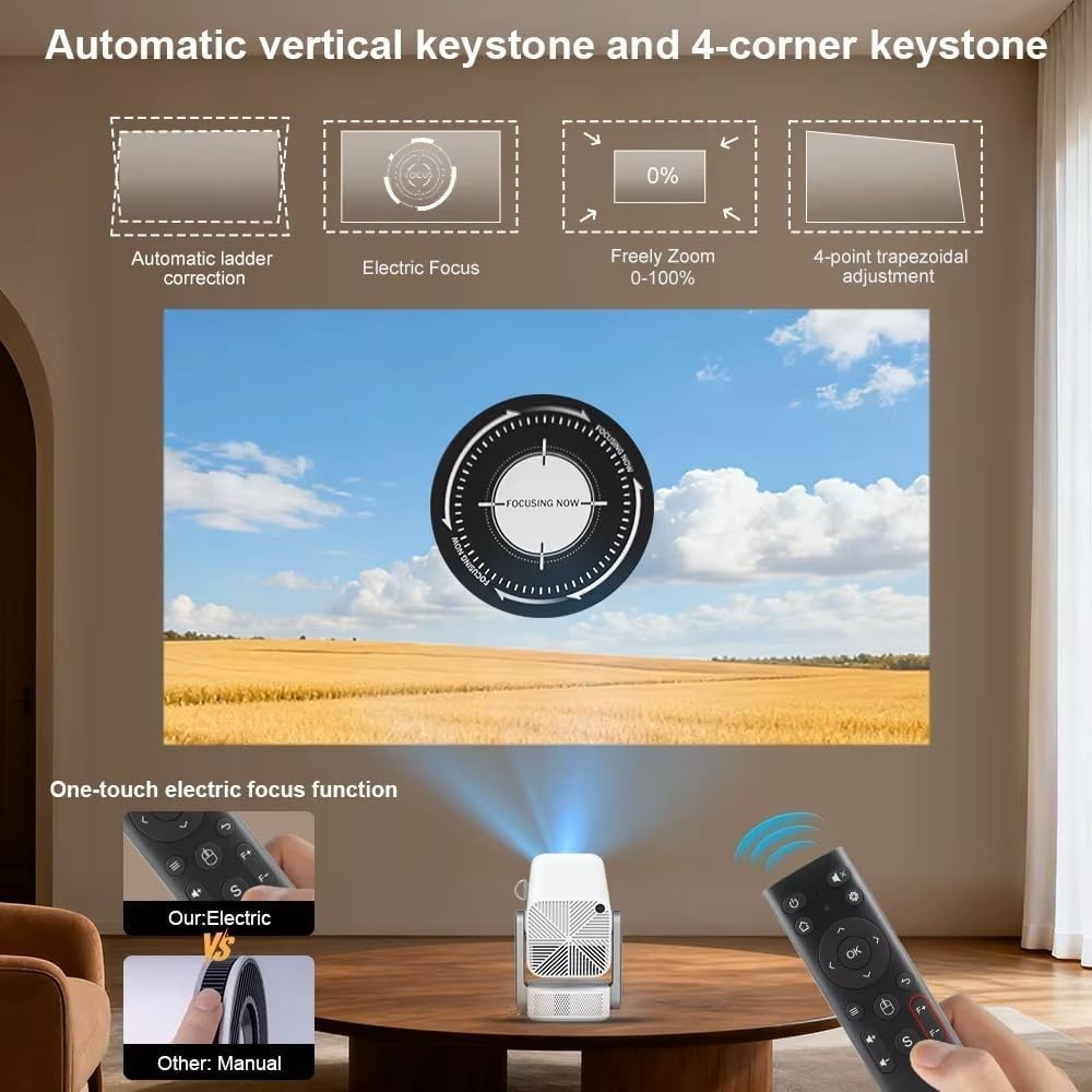 1080P Smart Projector Android WiFi 6 Bluetooth 4K 3D Outdoor