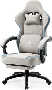 Massage Gaming Chair Fabric Recliner w/ Footrest 150kg Grey