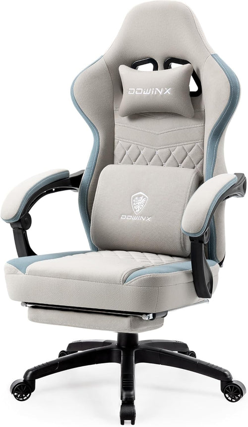 Massage Gaming Chair Fabric Recliner w/ Footrest 150kg Grey