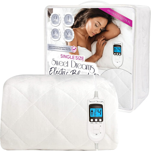 Electric Heated Mattress Cover Single Bed 200x107cm Plush Fleece Timer