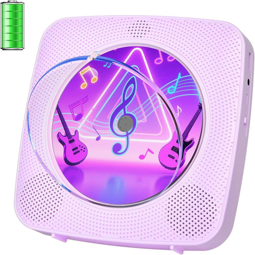 Portable CD Player Bluetooth Speakers FM Radio USB AUX Remote Purple