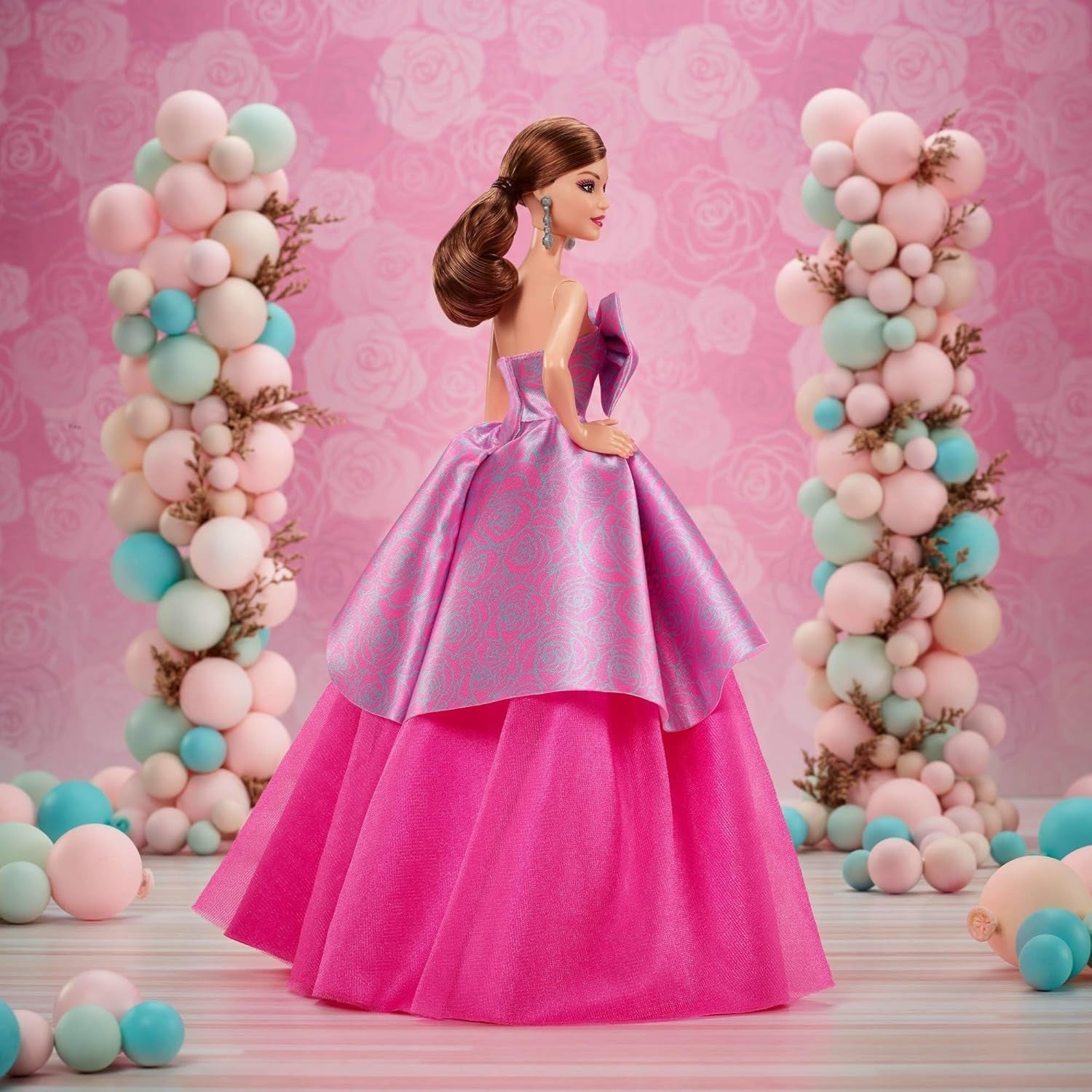 Collectible Birthday Fashion Doll Pink Satin Dress Gift Box Keepsake