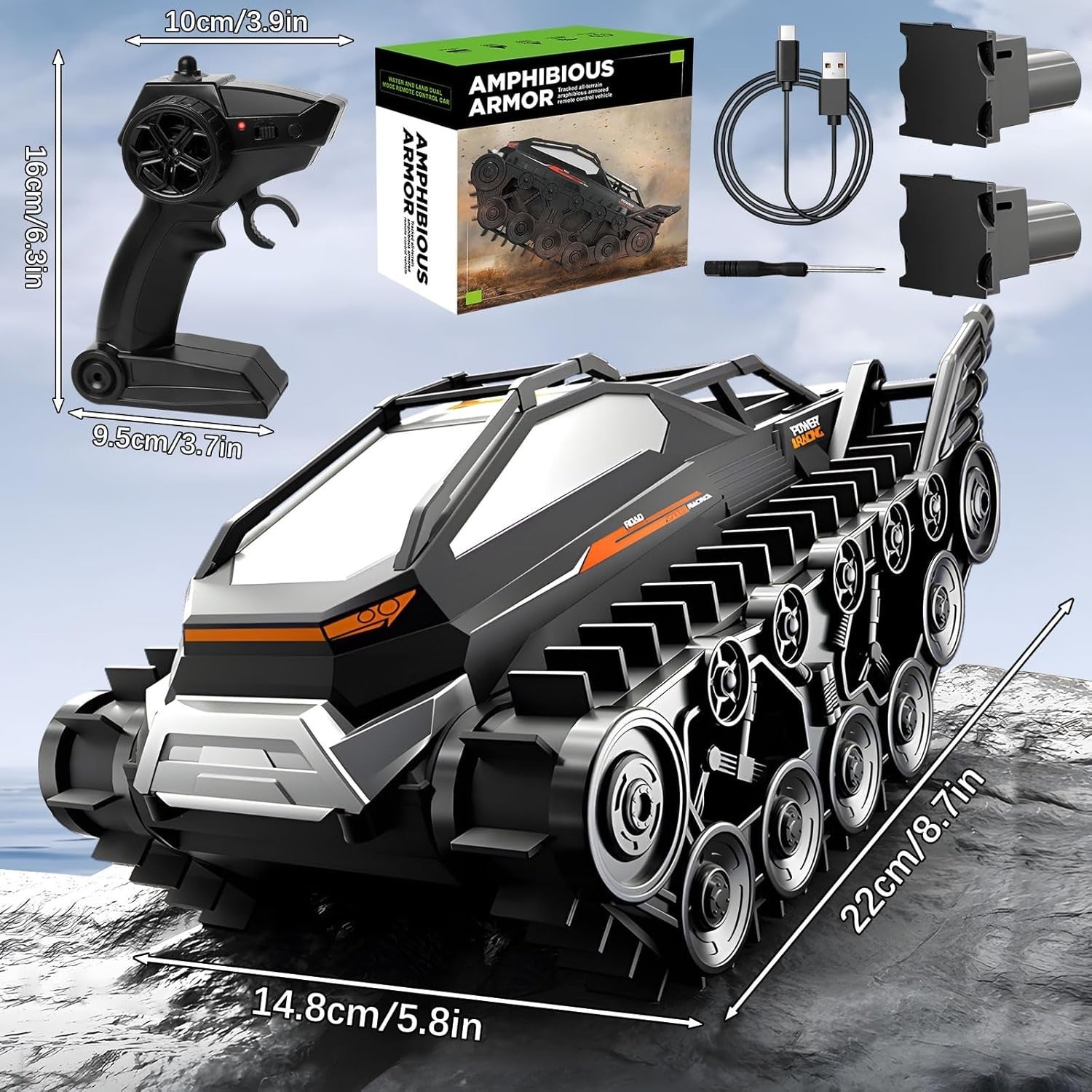 All-Terrain Amphibious RC Car – Remote Control Truck w/ Stunts & 2 Batteries