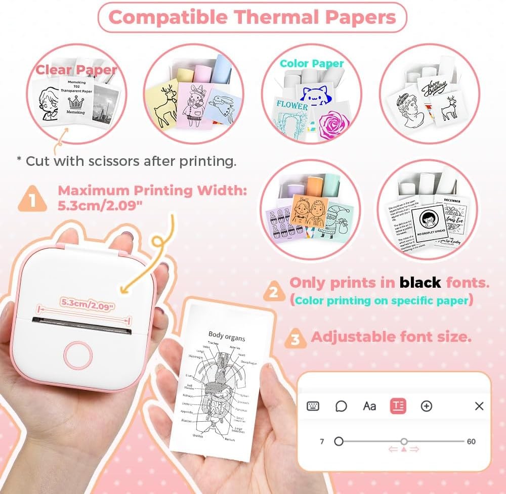 Mini Bluetooth Thermal Sticker Printer Portable Inkless Photo Label