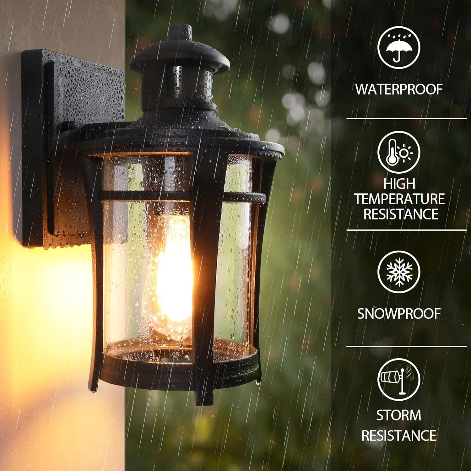 Outdoor Wall Light Black Motion Sensor Waterproof LED