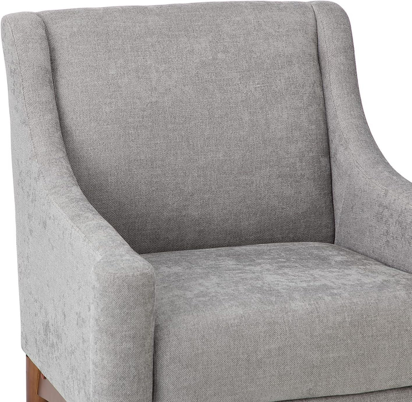 Set of 2 Grey Fabric Accent Chairs Upholstered Armchairs for Living Room.
