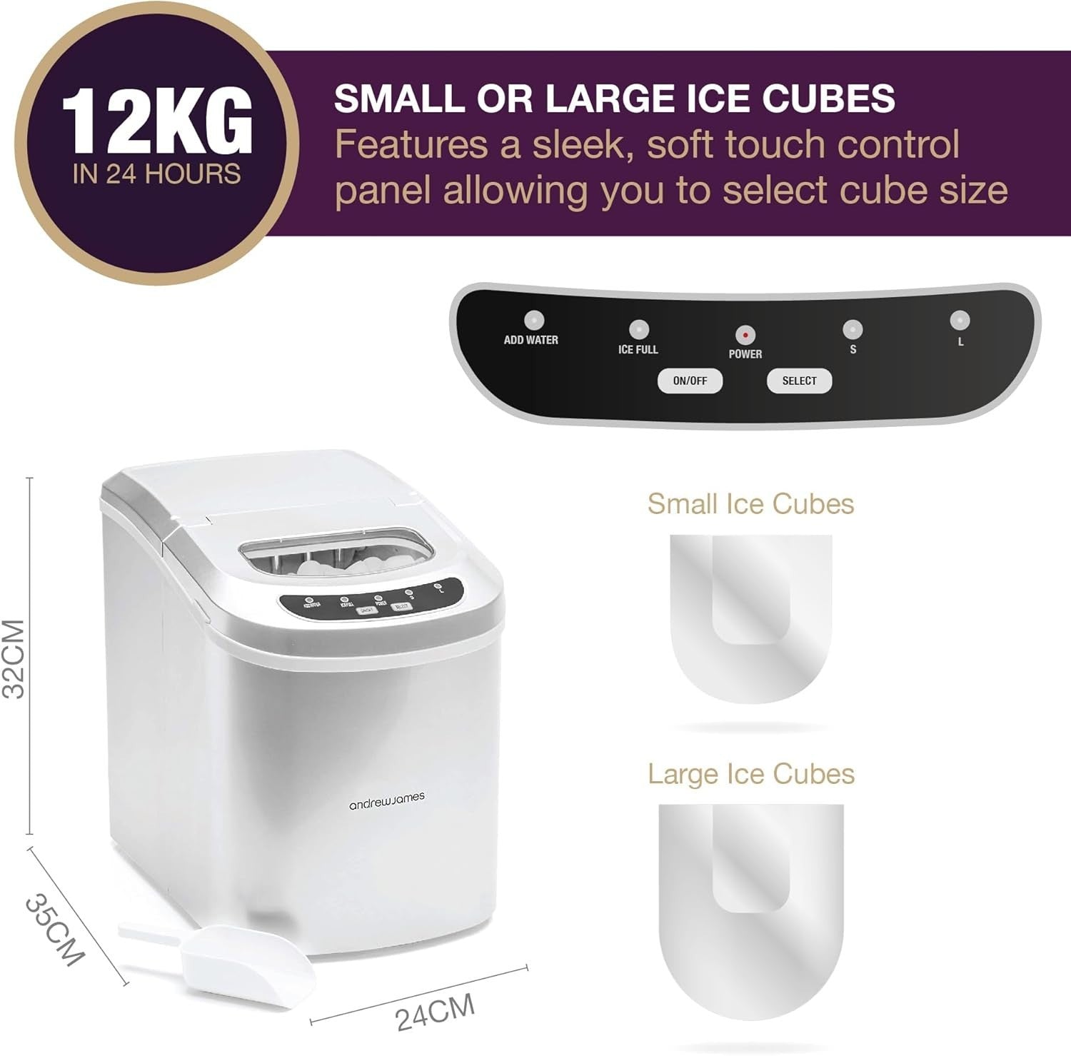 Portable Ice Maker Machine Countertop 2.2L, Self-Cleaning, Fast Cubes