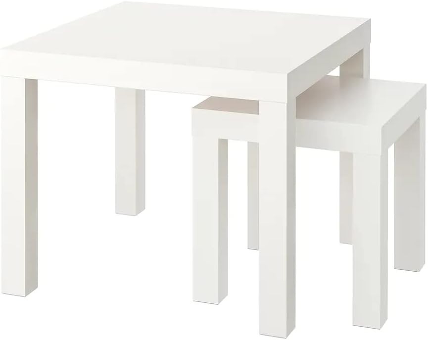 Space Saving White Industrial Side End Table Engineered Wood 45x55x45 cm