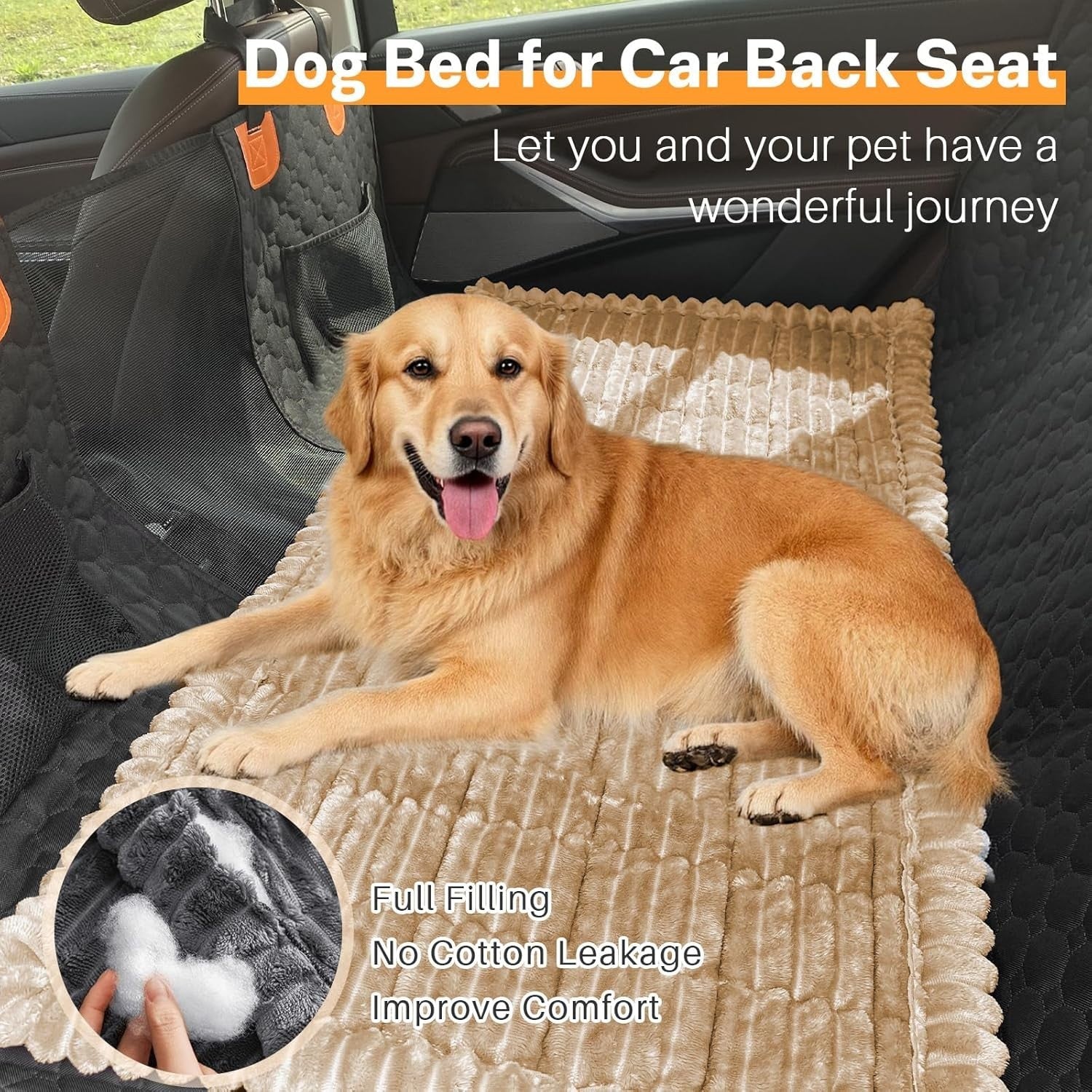 Plush Dog Travel Bed Car Rear Seat Protector Non Slip Mat 138x63cm