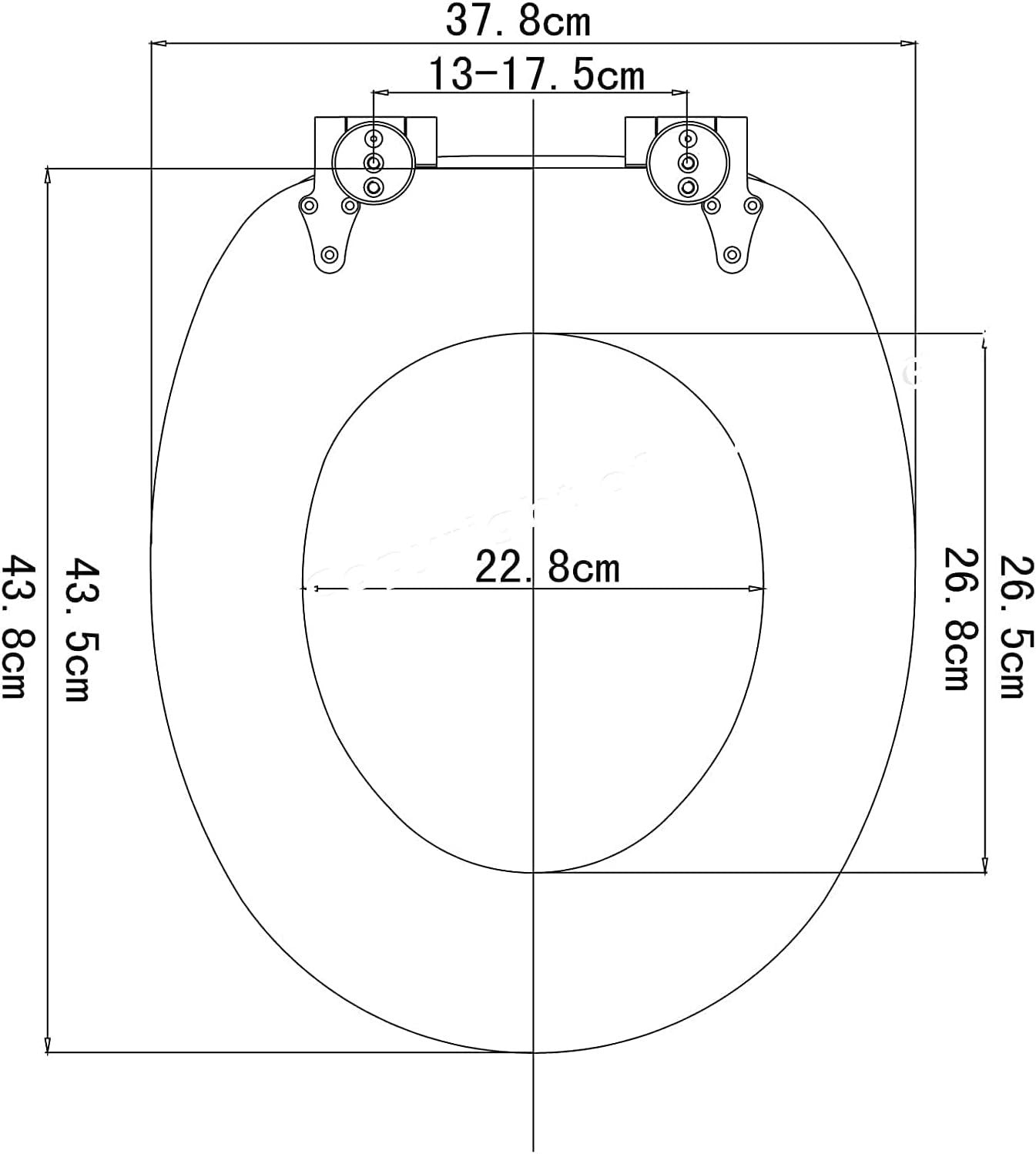 Wooden Toilet Seat Soft Close Heavy Duty MDF Standard Bowl 43.8x37.8cm