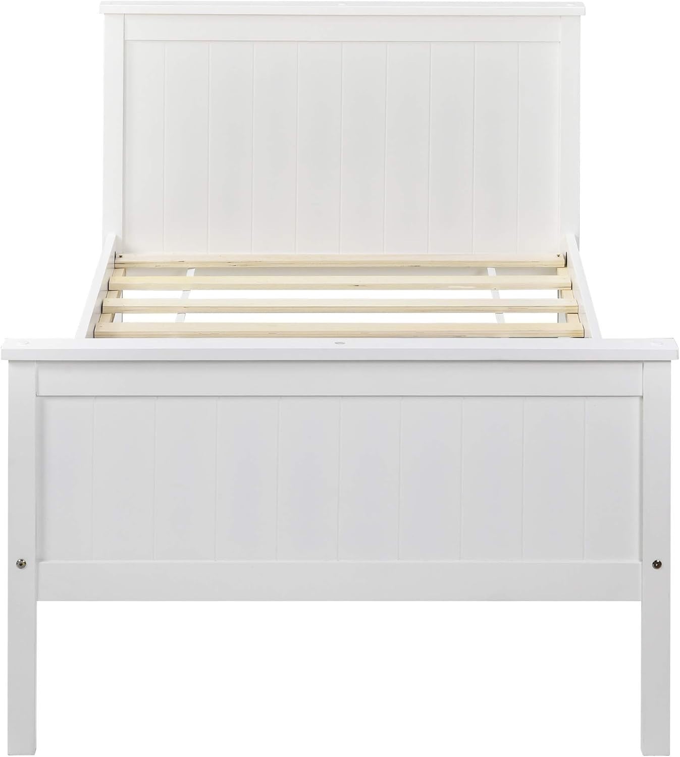 Wood Bed Frame 90x190cm White Pine Kids Single Slat Compact Durable UK