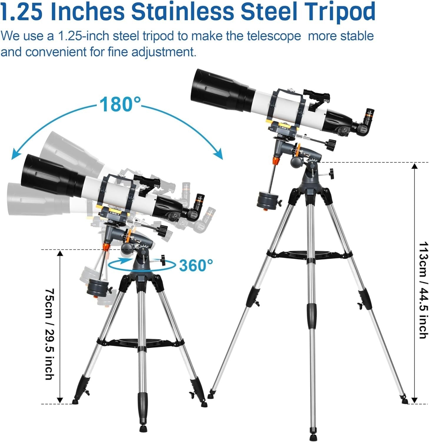 90mm Refractor Telescope 650mm for Adults & Beginners with EQ Mount