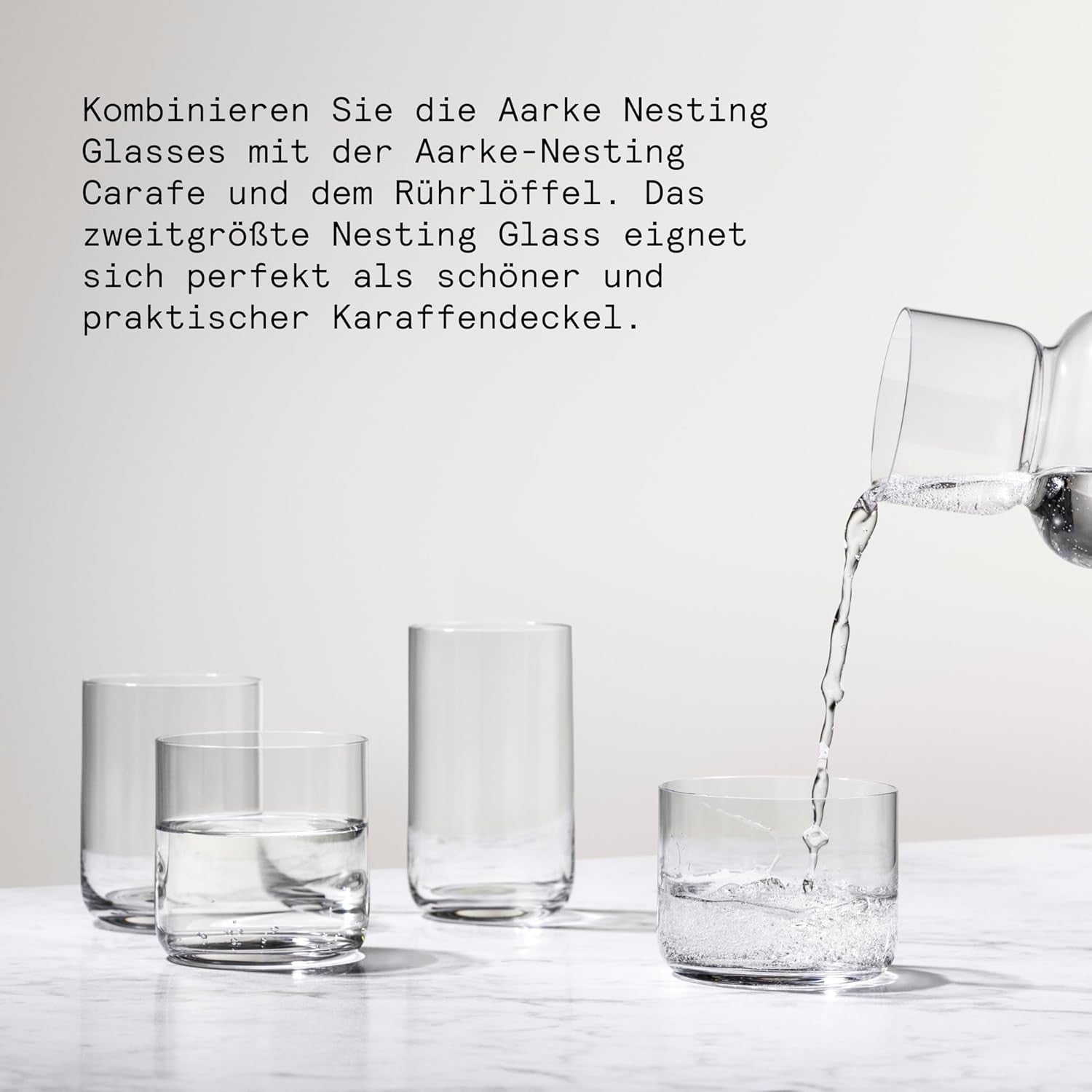 Set of 4 Crystal Nesting Glasses 290ml | Modern Stackable Drinking Tumblers