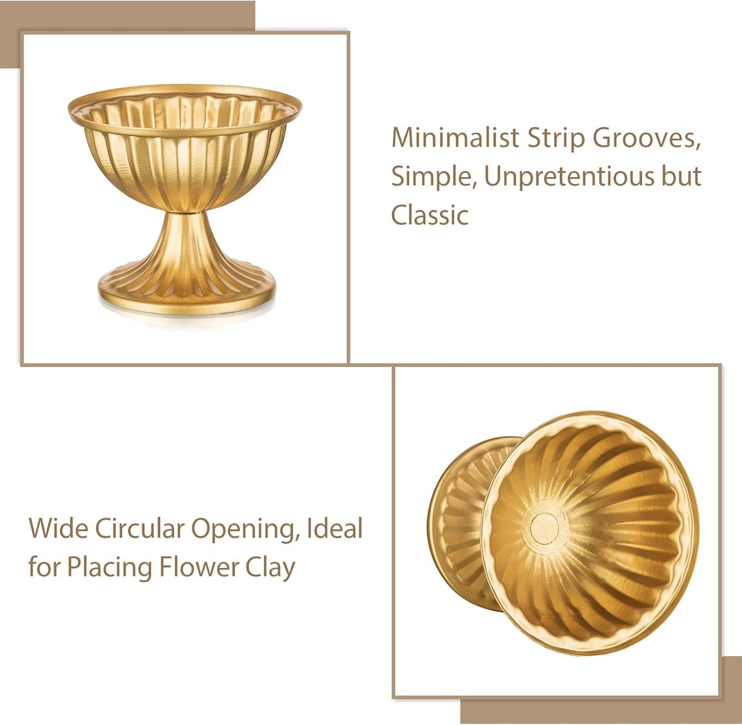 Gold Metal Flower Bowl Set 2pcs Mini Table Centrepiece Wedding Decor