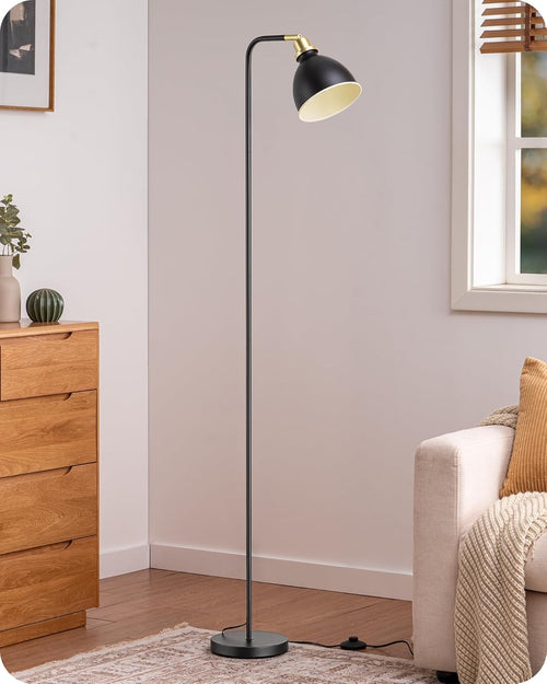Retro Floor Lamp Adjustable Shade LED Included Black Standing Light E27