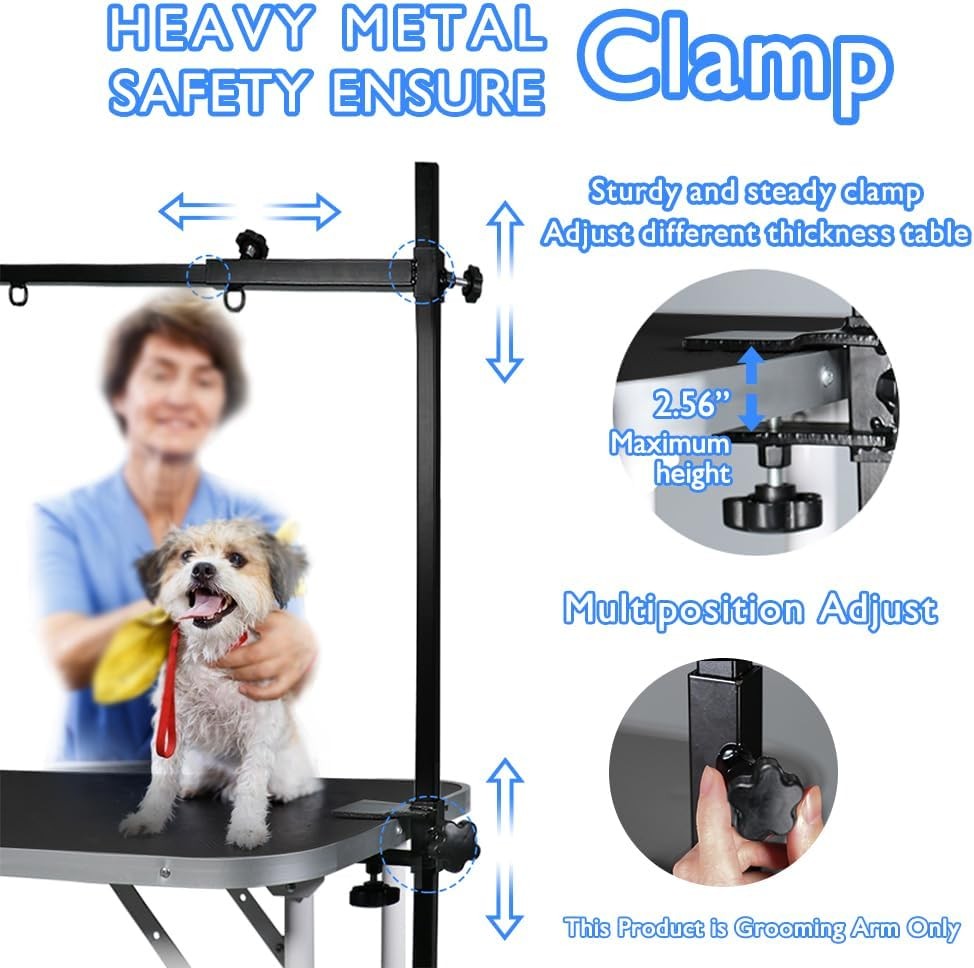 Dog Grooming Arm H Shape Adjustable Clamp 3 Noose Heavy Duty Aluminium