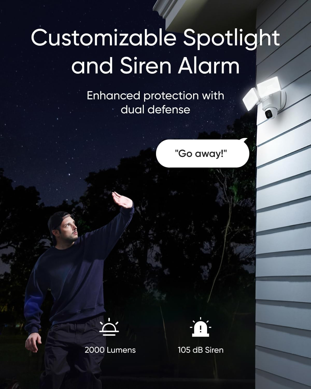 2K Floodlight Security Camera 360° PTZ AI Tracking WiFi Outdoor Cam
