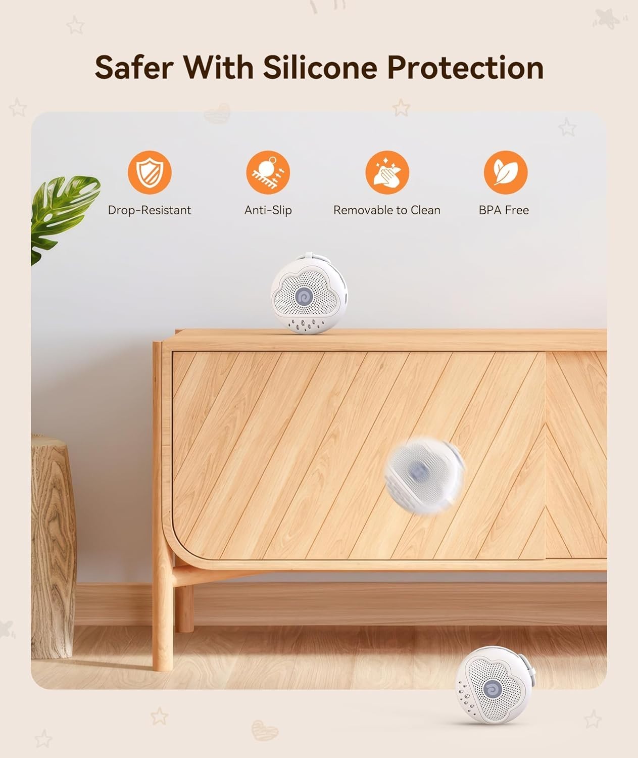 Portable White Noise Machine Baby Safe Silicone Sleep Sound 21 Sounds
