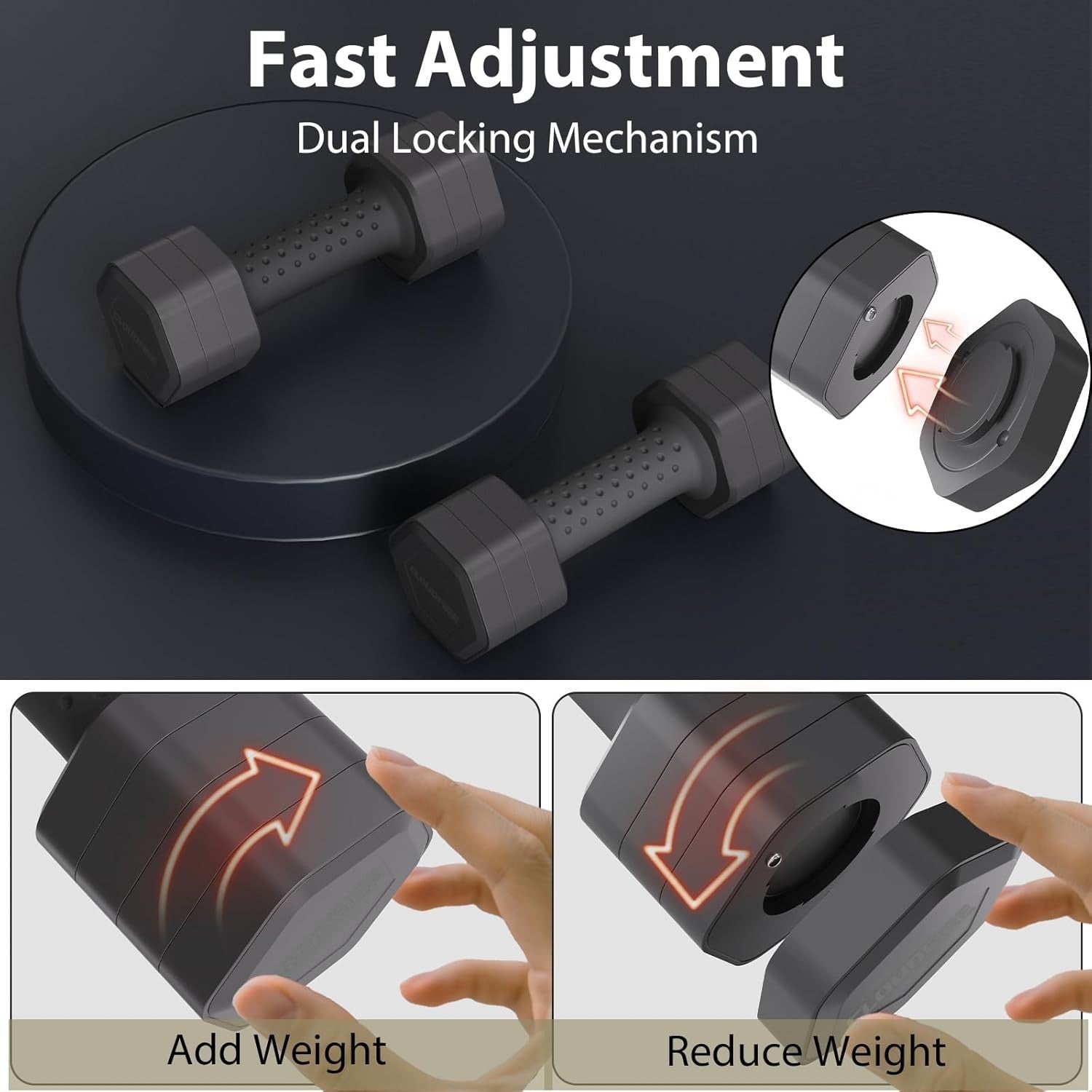 4-in-1 Adjustable Dumbbell Pair 1–2.3kg Soft Grip Non-Slip Home Gym